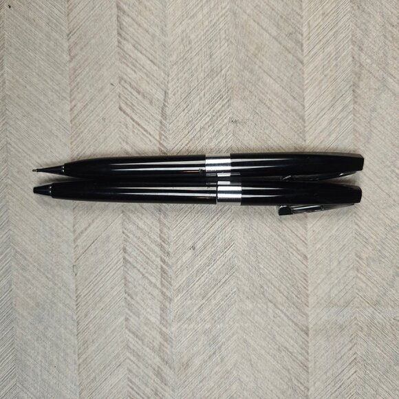 Vintage Sheaffer Triumph 330 Black Ballpoint Pen & Pencil Set With Box White Dot - Picture 4 of 5